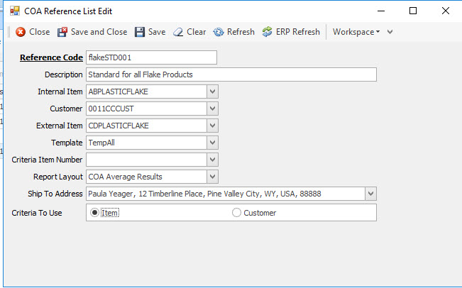 COA References Setup